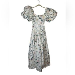 🌸 Vintage 80s Floral Puff Sleeve Prairie Cottagecore‎ Maxi Dress XS Small 🌸